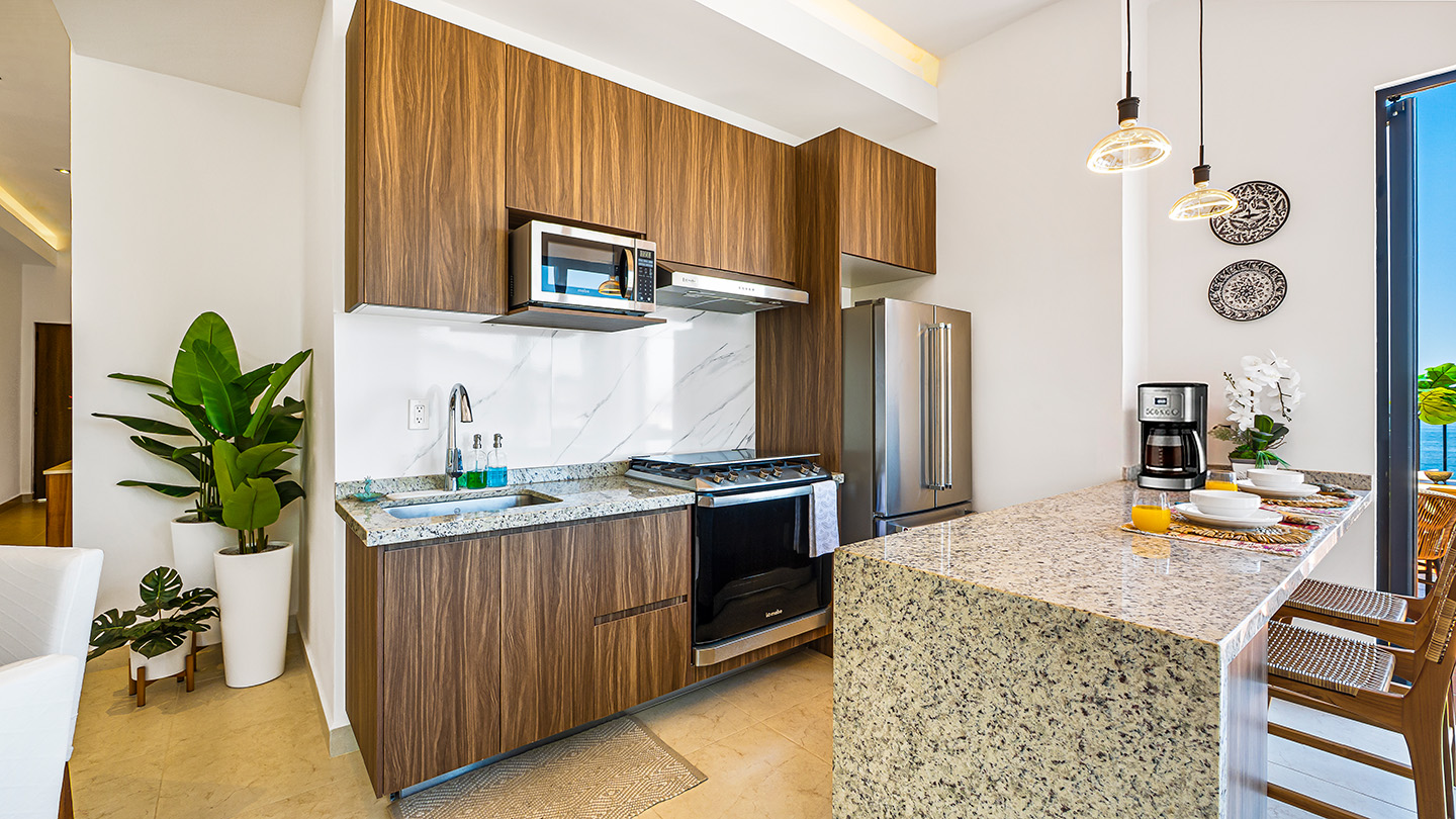 Kitchen with five-burner gas stove
